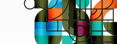 Minimum geometrik soyut arkaplan. Çember kare ve üçgen tasarım. Duvar kağıdı, afiş, arkaplan veya iniş için moda tekno iş şablonu