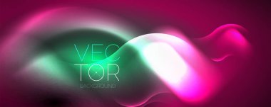 Neon glowing waves, magic energy space light concept, abstract background wallpaper design