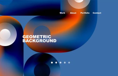 Website landing page abstract geometric background. Circles and round shapes. Web page for website or mobile app wallpaper