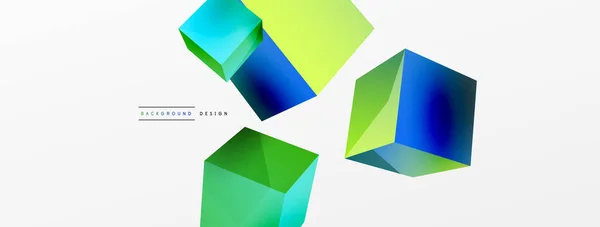 Vector Abstract Background Flying Cubes Composition Trendy Techno Business Template — Stockvektor