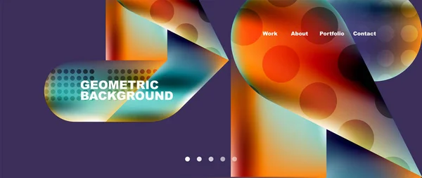 Landing Page Background Template Colorful Plastic Shapes Abstract Composition Vector — Vector de stock