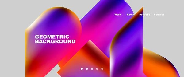 Landing Page Background Template Colorful Plastic Shapes Abstract Composition Vector — Wektor stockowy