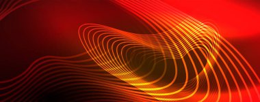 Parlak neon dalgalar, dinamik elektrik hareketi, enerji ya da hız kavramı. Duvar kağıdı, afiş, arkaplan, broşür, katalog, kapak, broşür