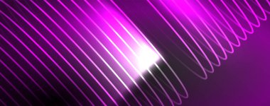 Parlak neon dalgalar, dinamik elektrik hareketi, enerji ya da hız kavramı. Duvar kağıdı, afiş, arkaplan, broşür, katalog, kapak, broşür