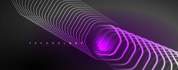 Neon Glänsande Hexagoner Abstrakt Bakgrund Teknik Energi Utrymme Ljus Koncept — Stock vektor
