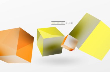 3d cubes vector abstract background. Composition of 3d square shaped basic geometric elements. Trendy techno business template for wallpaper, banner, background or landing