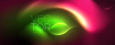 Neon glowing waves, magic energy space light concept, abstract background wallpaper design