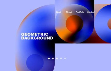 Website landing page abstract geometric background. Circles and round shapes. Web page for website or mobile app wallpaper