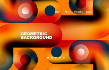 Website landing page abstract geometric background. Circles and round shapes. Web page for website or mobile app wallpaper