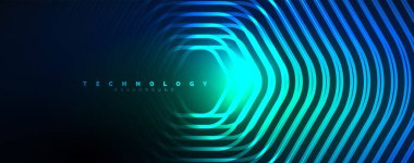 Tekno parlak altıgenler soyut arkaplan, teknoloji enerji alanı ışık konsepti, soyut duvar kağıdı tasarımı