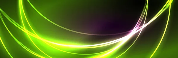 Неонові Світяться Лінії Хвиль Рідини Концепція Магічного Енергетичного Простору Світла — стоковий вектор