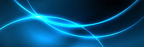 ブルーネオン輝く線 魔法のエネルギー空間ライトコンセプト 抽象的な背景壁紙デザイン — ストックベクタ