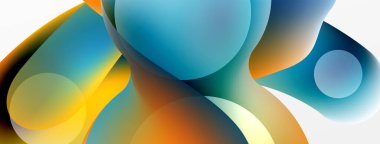 Fluid abstract background. Liquid color gradients composition. Round shapes and circle flowing design for wallpaper, banner, background or landing