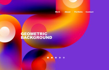 Website landing page abstract geometric background. Circles and round shapes. Web page for website or mobile app wallpaper