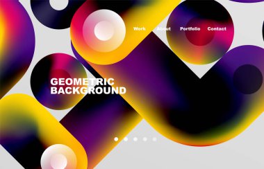 Circles and round shapes landing page abstract geometric background. Web page for website or mobile app wallpaper