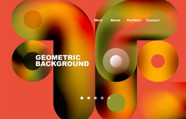 Website landing page abstract geometric background. Circles and round shapes. Web page for website or mobile app wallpaper