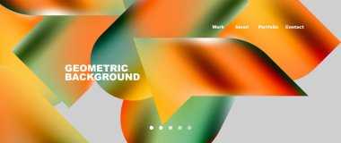 Landing page background template. Colorful plastic round shapes abstract composition. Vector illustration for wallpaper, banner, background