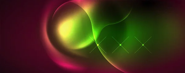 Neon Glowing Waves Magic Energy Space Light Concept Abstract Background — Image vectorielle