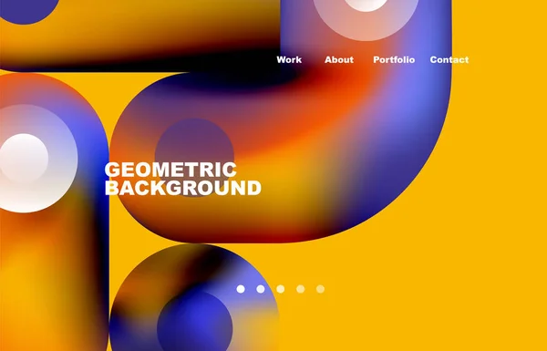 Website Landing Page Abstract Geometric Background Circles Shapes Web Page — Vettoriale Stock