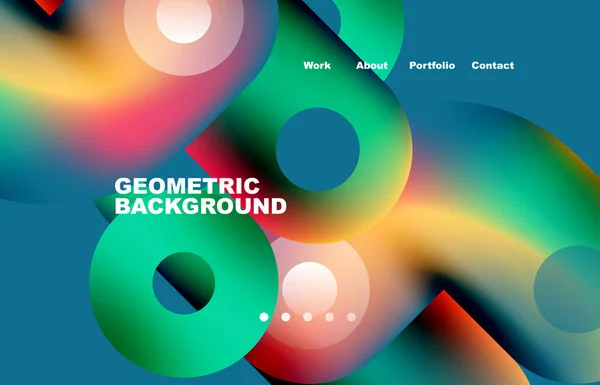 Circles Shapes Landing Page Abstract Geometric Background Web Page Website — Vetor de Stock