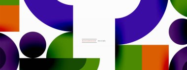 Çember ve kare geometrik arkaplan. Duvar kağıdı, pankart, arkaplan ya da iniş için üçgen ve kareli yuvarlak şekiller