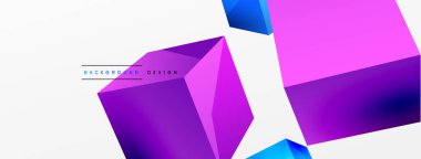 3d cubes vector abstract background. Composition of 3d square shaped basic geometric elements. Trendy techno business template for wallpaper, banner, background or landing