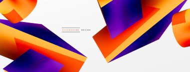 Vektör 3d soyut arkaplan. Şekiller 3 boyutlu üçgen ve silindir. Duvar kağıdı, afiş, arkaplan veya iniş için moda tekno iş şablonu