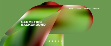 Landing page background template. Colorful plastic round shapes abstract composition. Vector illustration for wallpaper, banner, background