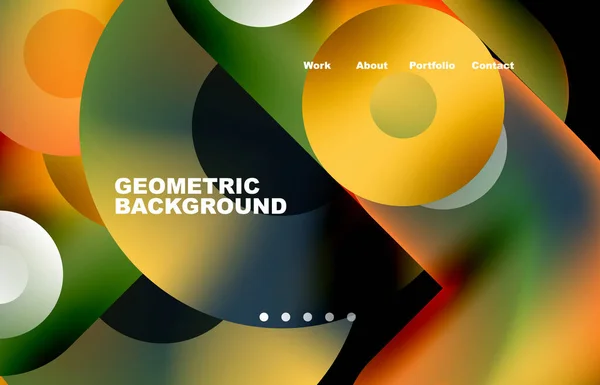 Website Landing Page Abstract Geometric Background Circles Shapes Web Page — 스톡 벡터