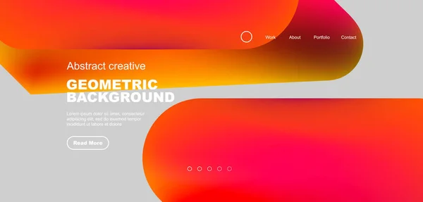 Geometrischer Landing Page Hintergrund Fließende Farben Und Einfache Formen Abstrakte — Stockvektor