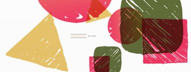 Soyut arkaplan. El çizimi geometrik şekil - kare, daire ve üçgen. Duvar kağıdı, afiş, arkaplan veya iniş için zanaat iş şablonu