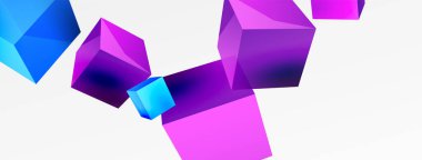 3d cubes vector abstract background. Composition of 3d square shaped basic geometric elements. Trendy techno business template for wallpaper, banner, background or landing