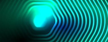 Neon parlak altıgenler soyut arkaplan, teknoloji enerji alanı ışık konsepti, soyut arkaplan duvar kağıdı deseni