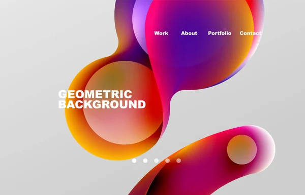 Landing Page Abstract Liquid Background Flowing Shapes Design Circle Web — Stock Vector