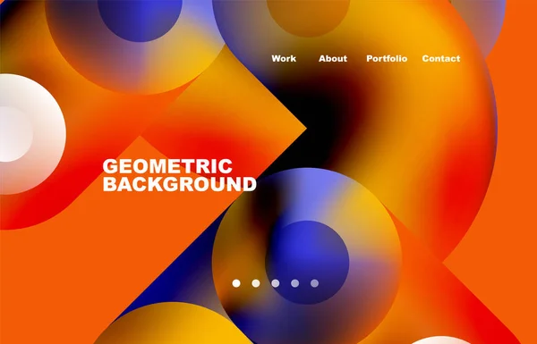 Website Landing Page Abstract Geometric Background Circles Shapes Web Page — Wektor stockowy