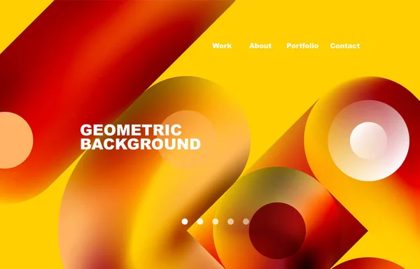 Circles Shapes Landing Page Abstract Geometric Background Web Page Website — Vettoriale Stock