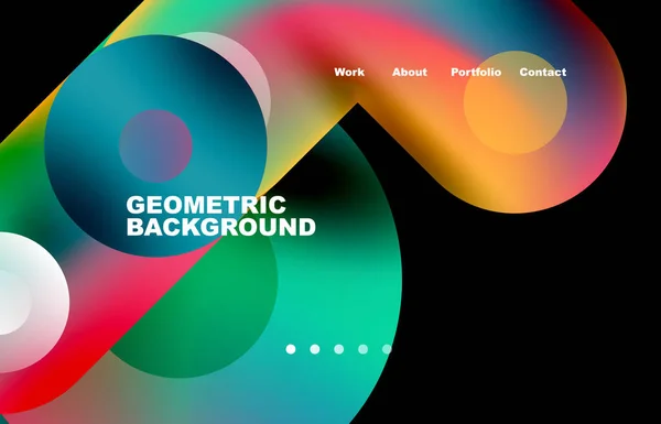 Website Landing Page Abstract Geometric Background Circles Shapes Web Page — 图库矢量图片