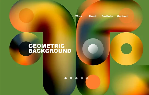 Website Landing Page Abstract Geometric Background Circles Shapes Web Page — Vettoriale Stock