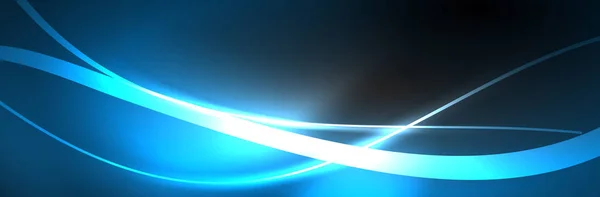 Linhas Brilhantes Néon Azul Conceito Luz Espaço Energia Mágica Design — Vetor de Stock