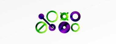 Minimum geometrik soyut arkaplan. Çember, çizgi ve yuvarlak şekiller tasarımı. Duvar kağıdı, afiş, arkaplan veya iniş için moda tekno iş şablonu