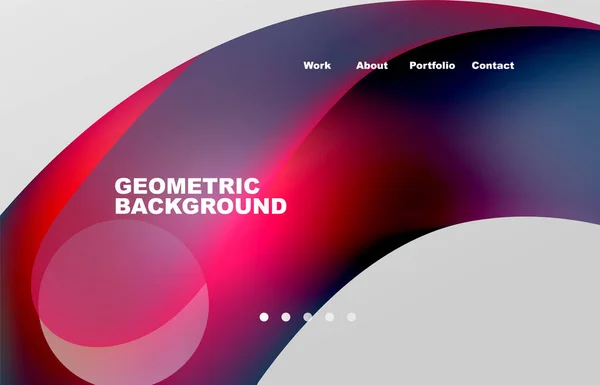Landing Page Abstract Liquid Background Flowing Shapes Design Circle Web — 스톡 벡터