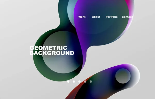 Landing Page Abstract Liquid Background Flowing Shapes Design Circle Web — 图库矢量图片