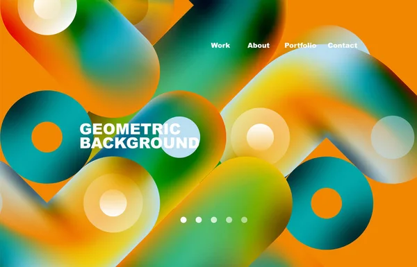 Website Landing Page Abstract Geometric Background Circles Shapes Web Page — Stok Vektör