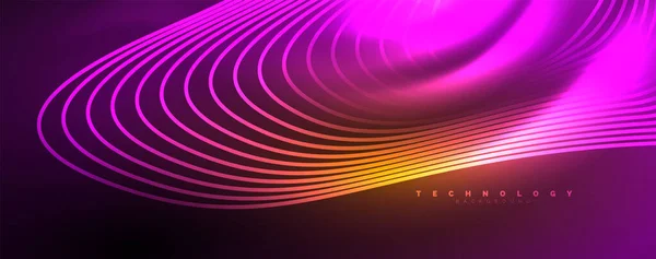 テクノネオン波線 動的電気運動 速度の概念 バナー ランディングページ 壁アート 招待状 プリントのためのテンプレート — ストックベクタ