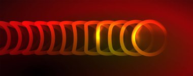 Neon parlayan daireler ve yuvarlak şekiller, sihirli enerji alanı ışık konsepti, soyut arkaplan duvar kağıdı tasarımı