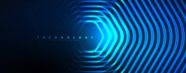 Neon parlak altıgenler soyut arkaplan, teknoloji enerji alanı ışık konsepti, soyut arkaplan duvar kağıdı deseni