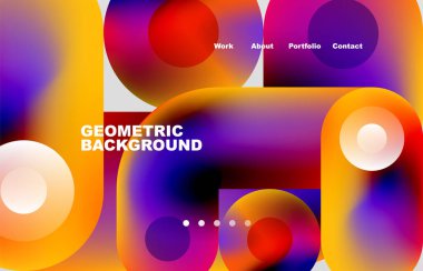 Circles and round shapes landing page abstract geometric background. Web page for website or mobile app wallpaper