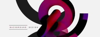 Yuvarlak şekiller daireler ve diğer geometrik şekiller. Duvar kağıdı afişi arkaplan kartı veya iniş sayfası için vektör illüstrasyonu