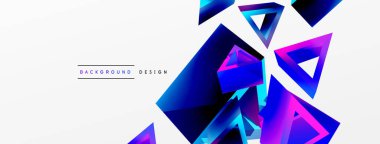 Üçgen soyut arkaplan. 3D vektör temel biçim teknolojisi veya iş konsepti bileşimi. Duvar kağıdı, afiş, arkaplan veya iniş için moda tekno iş şablonu