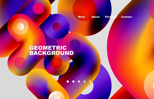 Circles Shapes Landing Page Abstract Geometric Background Web Page Website — Vector de stock